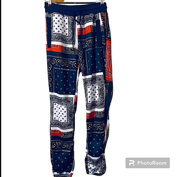 Reason Other - Reason Bandana Red, White & Blue Style Drawstring Joggers Size Small.